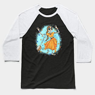 Cute Skeleton lady - Dia De Los Muertos - Dancing Indian Lady Baseball T-Shirt